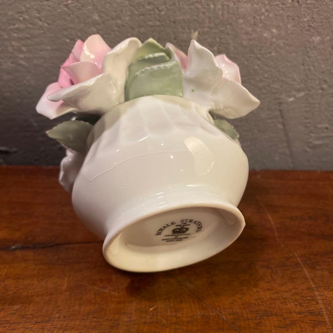 b 英国製E STRATFORD 陶器製バラ 花置物 オブジェ ギフト