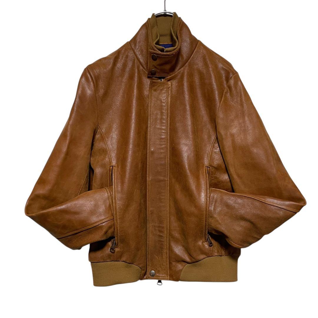 【アーバンリサーチ】山羊革 本革ゴートレザーライダースジャケット リブ切替 茶M