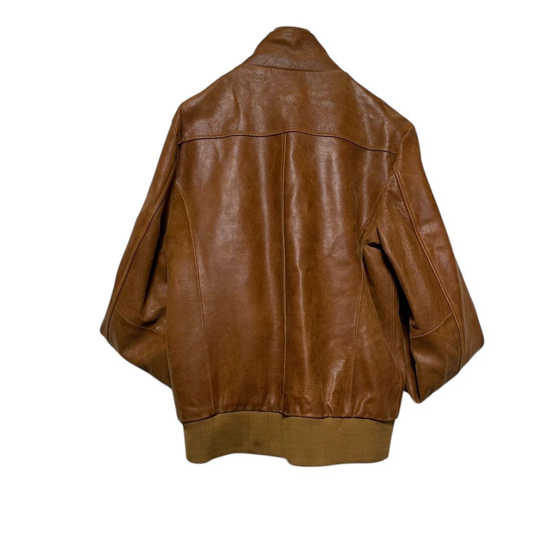 【アーバンリサーチ】山羊革 本革ゴートレザーライダースジャケット リブ切替 茶M