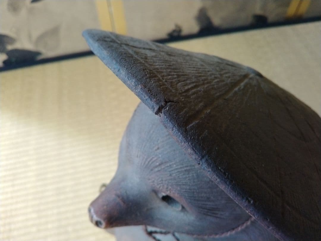 古格あるすまし顔なタヌキ　骨董　信楽焼　京焼　茶道具　置物　開運　縁起物