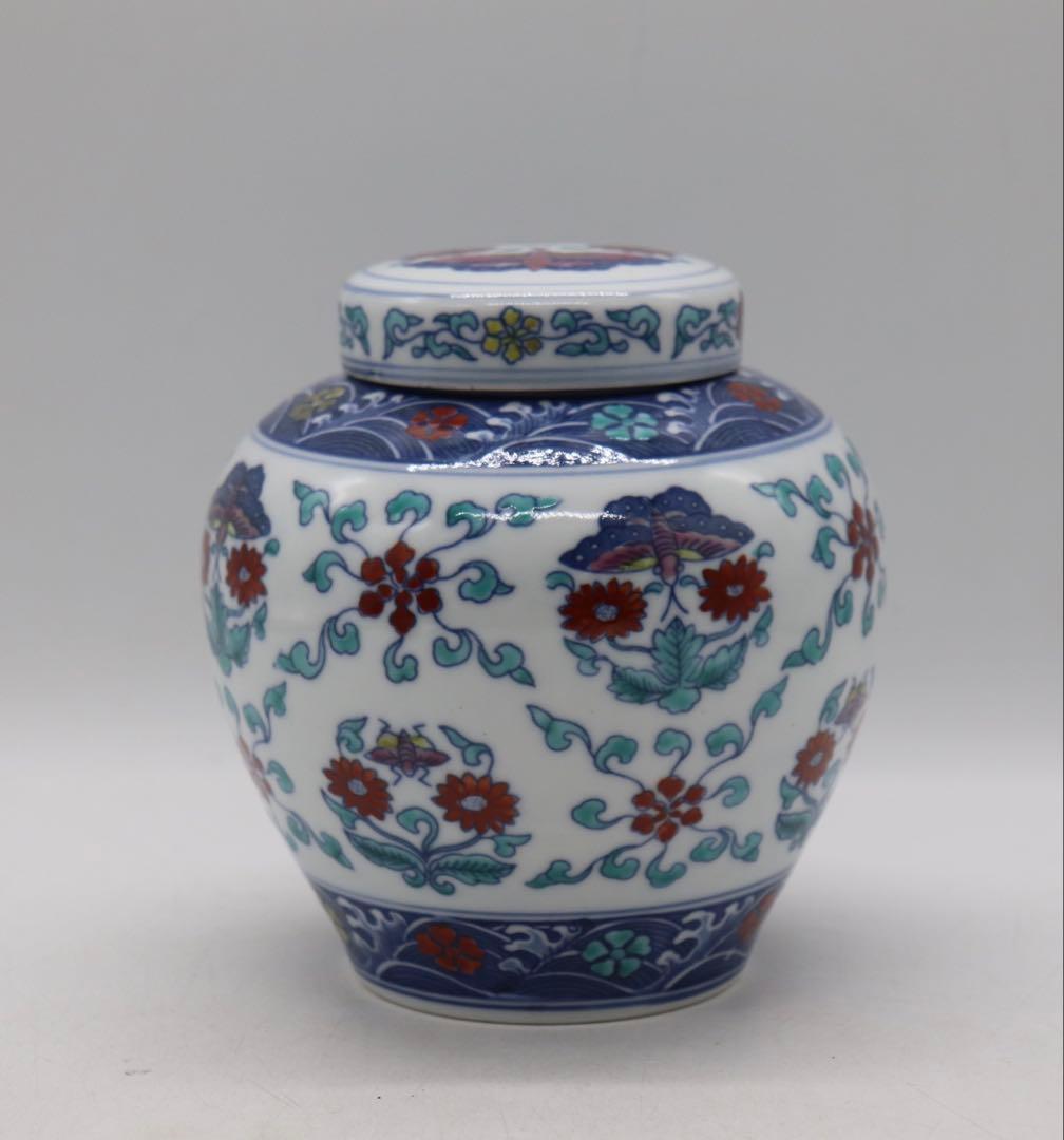 茶壺　景徳鎮製　大明成化年製とう彩壺写　送料込み251018