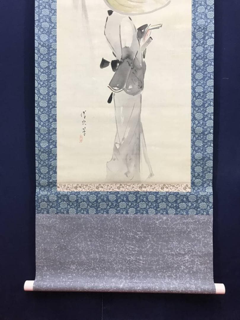 作者不詳/柳下女人図/人物図/掛軸/名家伝来/AC-146