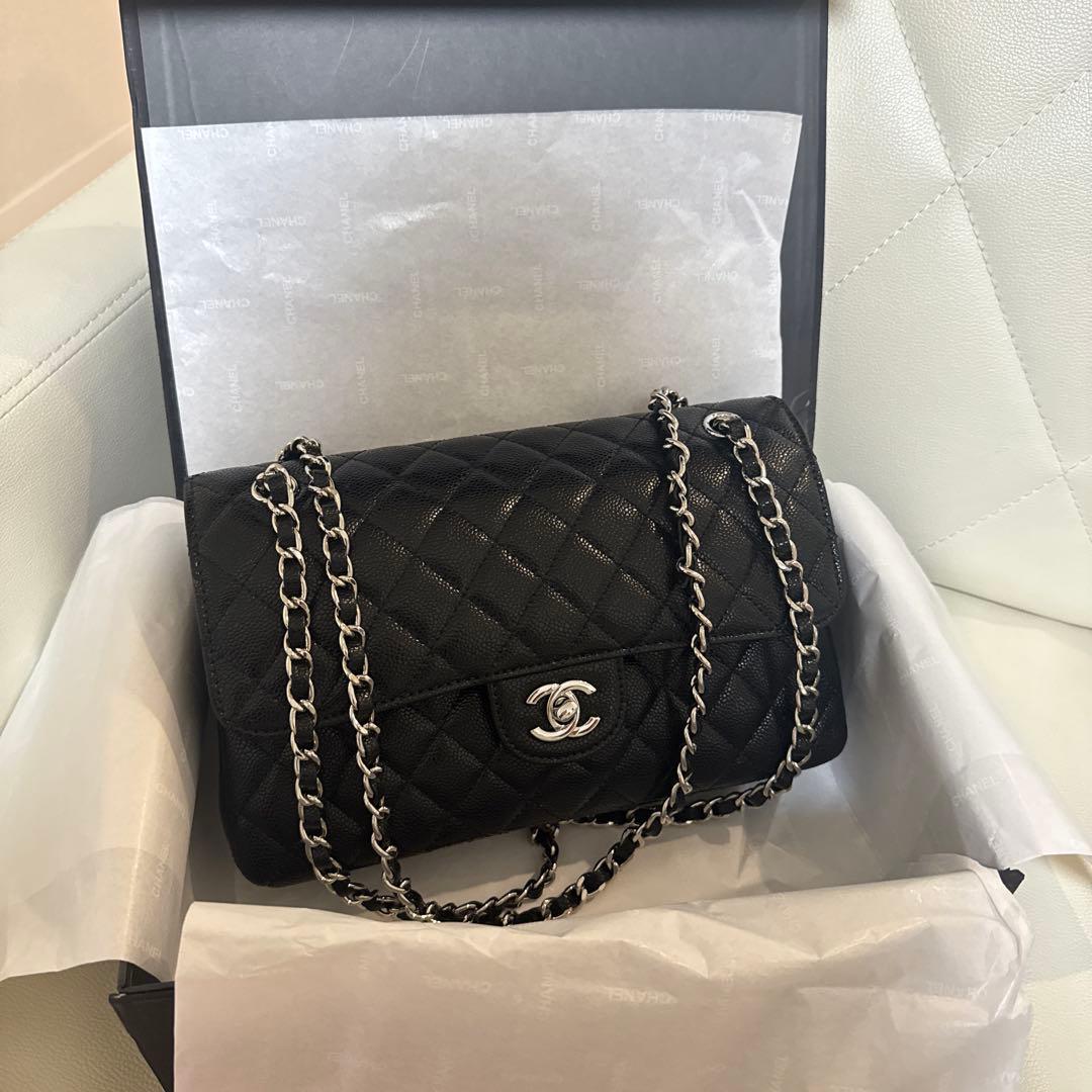 ノベルティCHANEL チェーン フラップバッグ キャビアスキン 2way