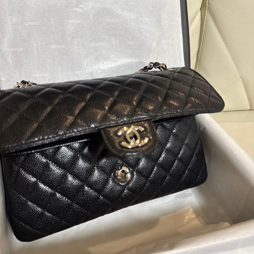 ノベルティCHANEL チェーン フラップバッグ キャビアスキン 2way