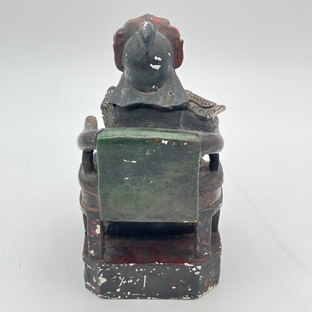 【中国美術】木彫 　精密細工 　時代物　 唐物　木彫乾漆　武財神　 古玩