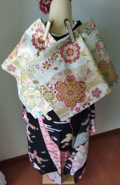 431.クロミちゃんみたいな振袖7点セット 正絹　フルセット　成人式