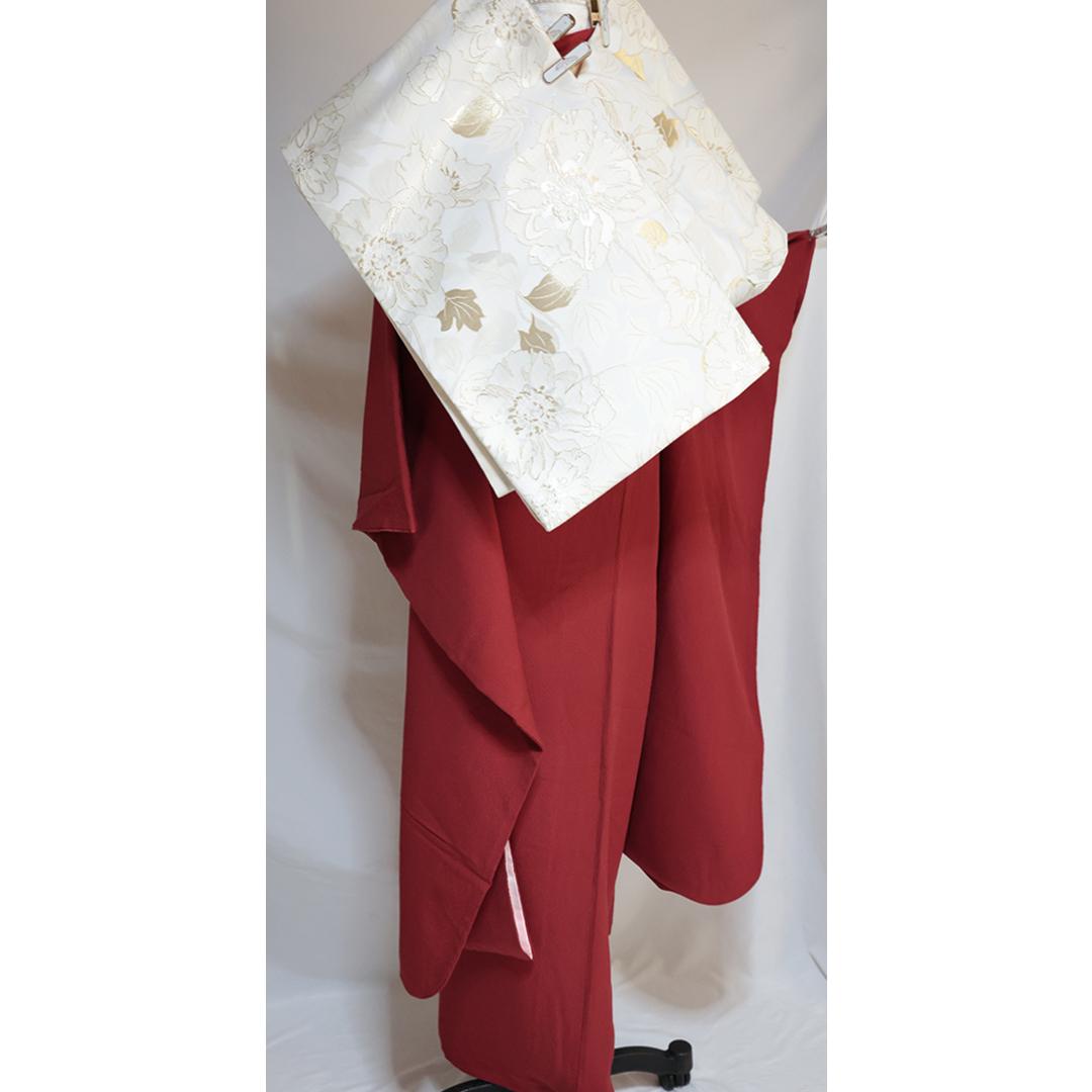 難あり■赤系無地振袖■単品 丈157cm 正絹 前撮り成人式MN37