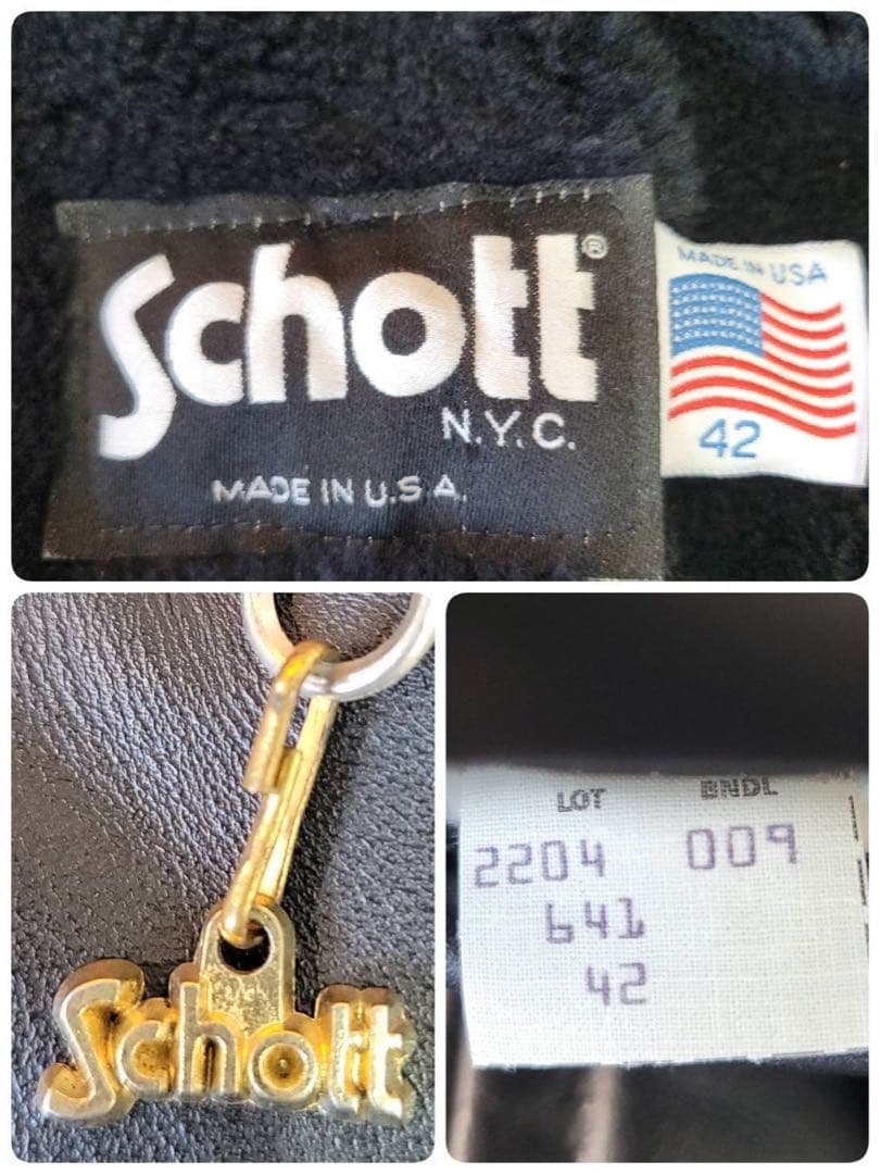 米国製　サイズ42 ショット 641 シングルライダース カウレザー 黒