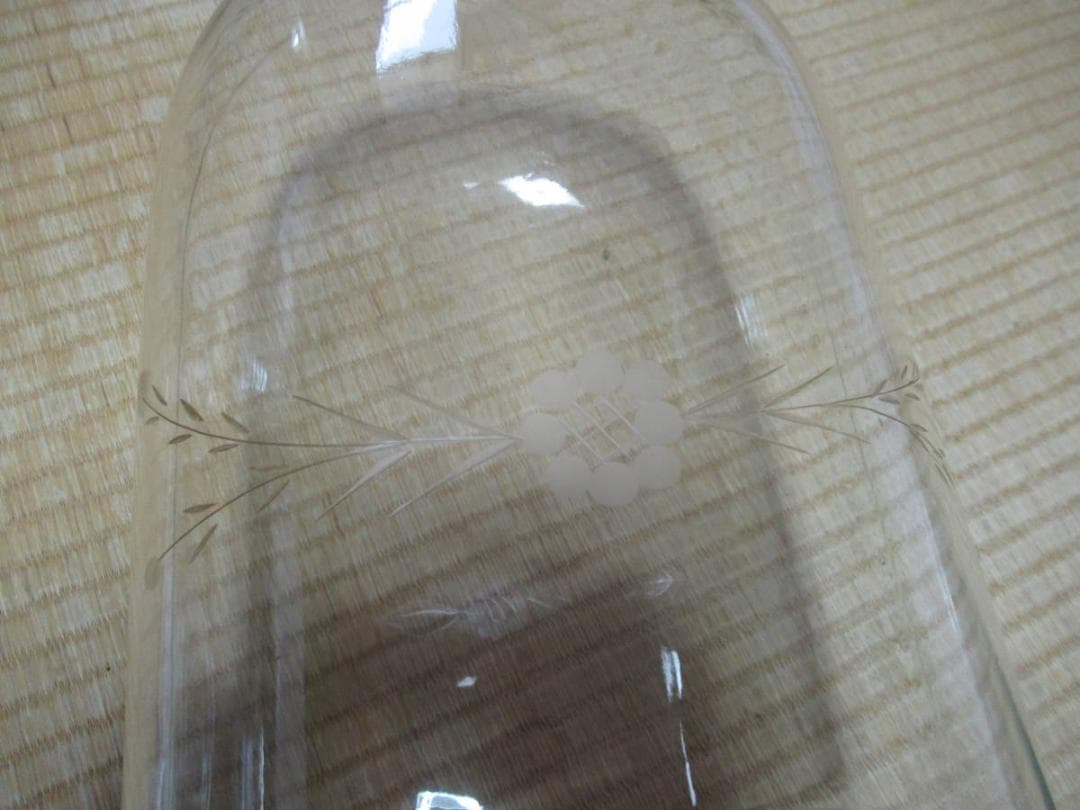 美品 希少 昭和初期◆草花（菊）デザイン切子 高級時計用ガラス製カバーケース