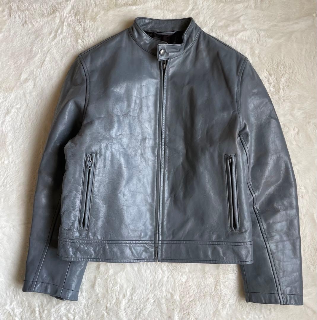 希少色　00s old gap 牛革シングルライダースレザージャケット