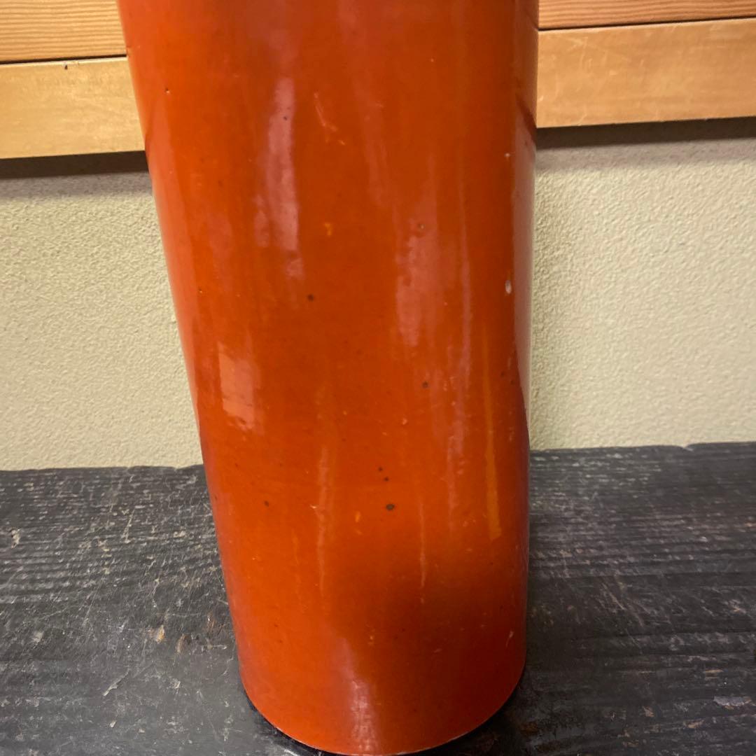 中国古玩　血赤珊瑚色筆頭　28cm11cm