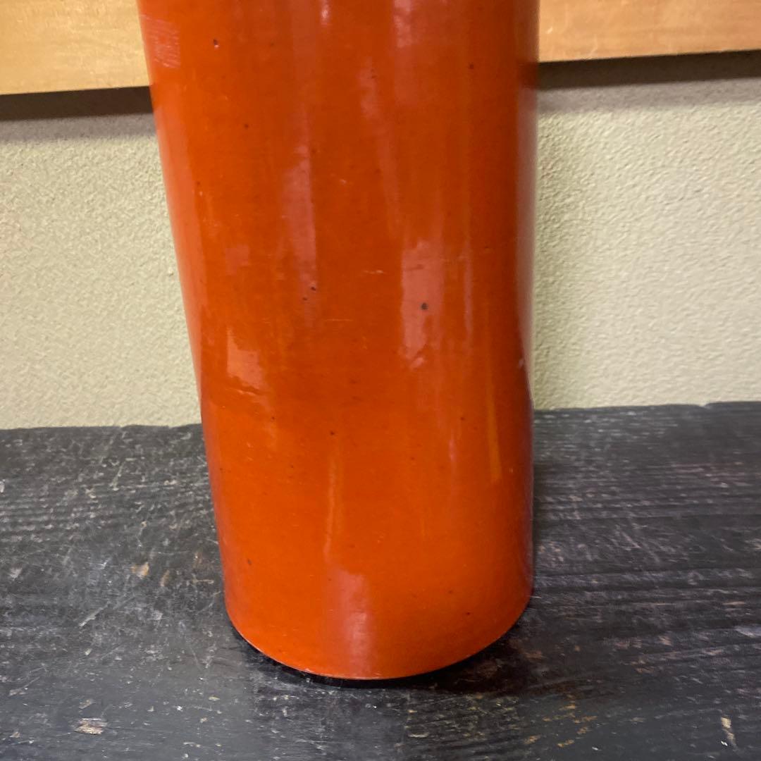 中国古玩　血赤珊瑚色筆頭　28cm11cm