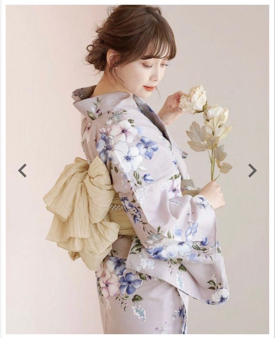 Dita 浴衣　ecru pink flower 薄紫色