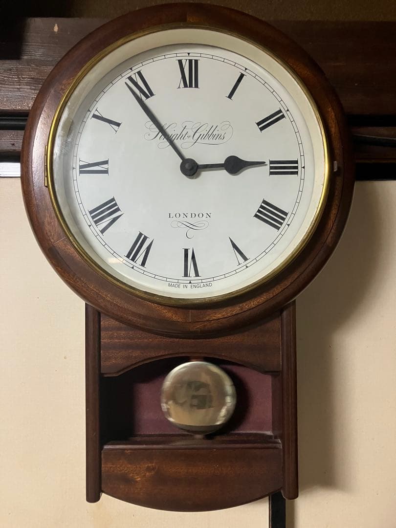 【昭和レトロ】英国製　ナイトギビンズ振り子壁掛け時計