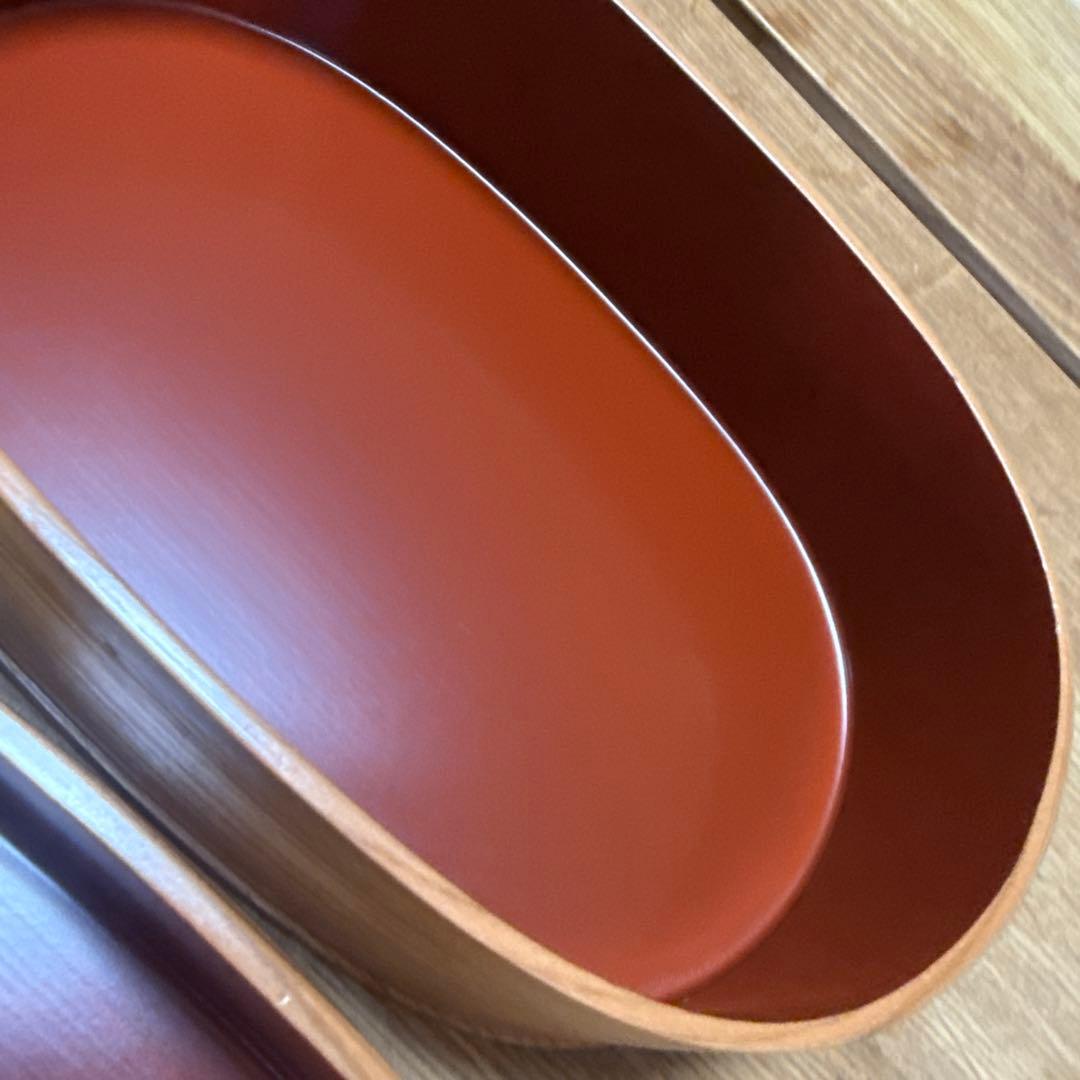 秋田　曲げわっぱ　未使用　弁当箱 朱塗　2段重ね