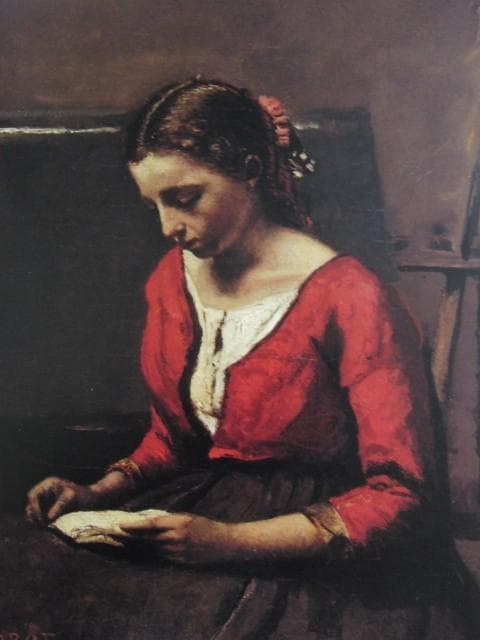 カミーユ・コロー、読書する少女、希少な画集より、状態良好、新品高級額