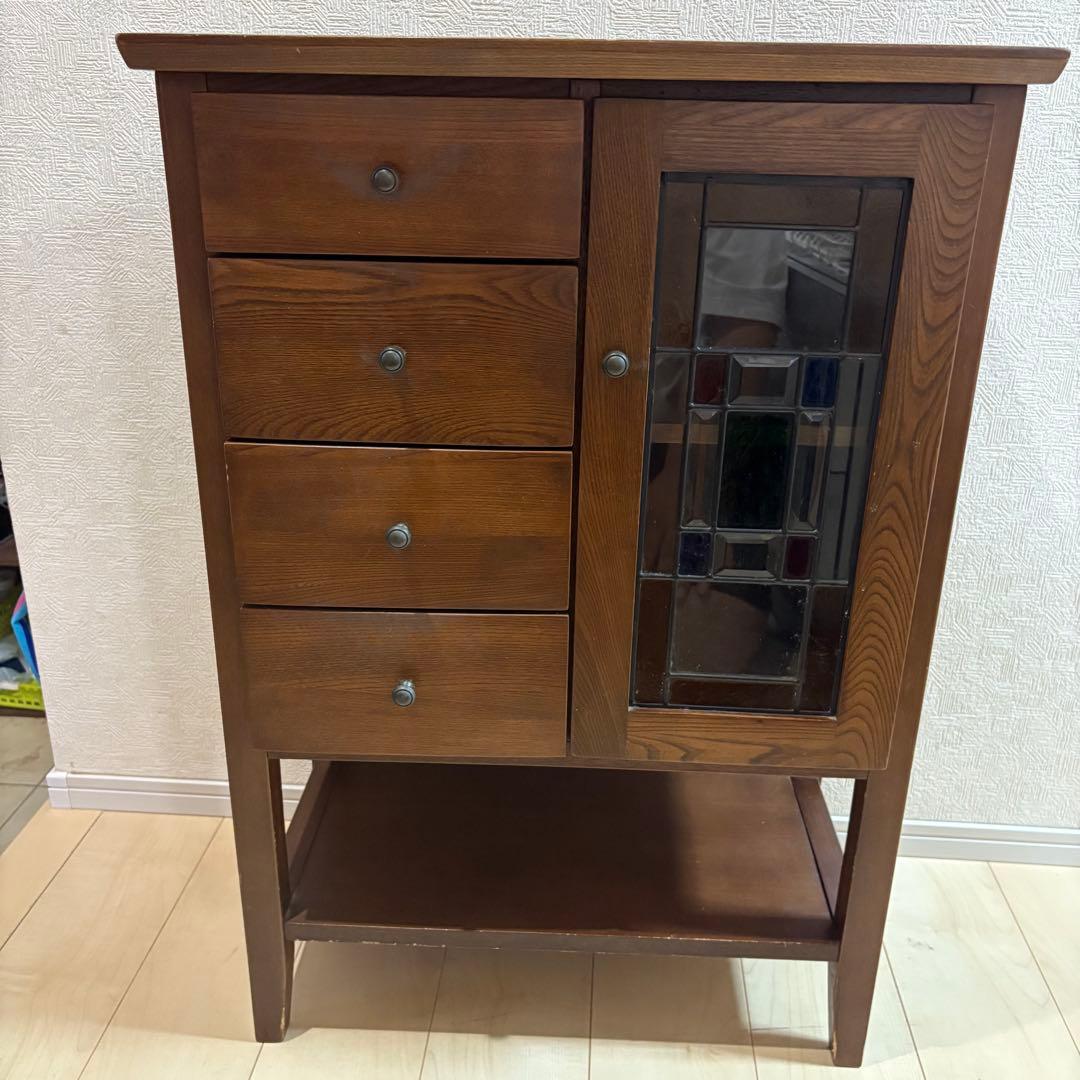曙工芸 曙 キャビネット サイドボード 電話台　ステンドグラス　レトロ