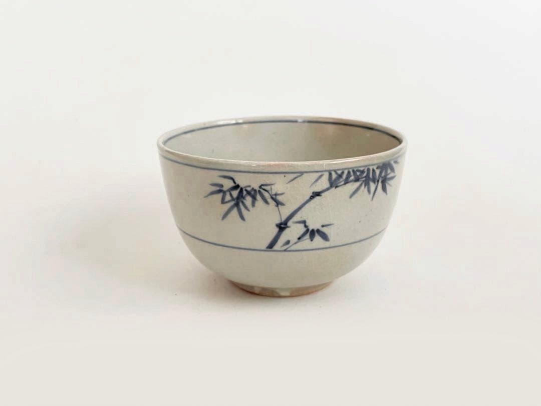 陶芸家　須田青華　須田菁華　上田耕甫画　染付　竹笹文様　茶碗　抹茶碗　箱なし