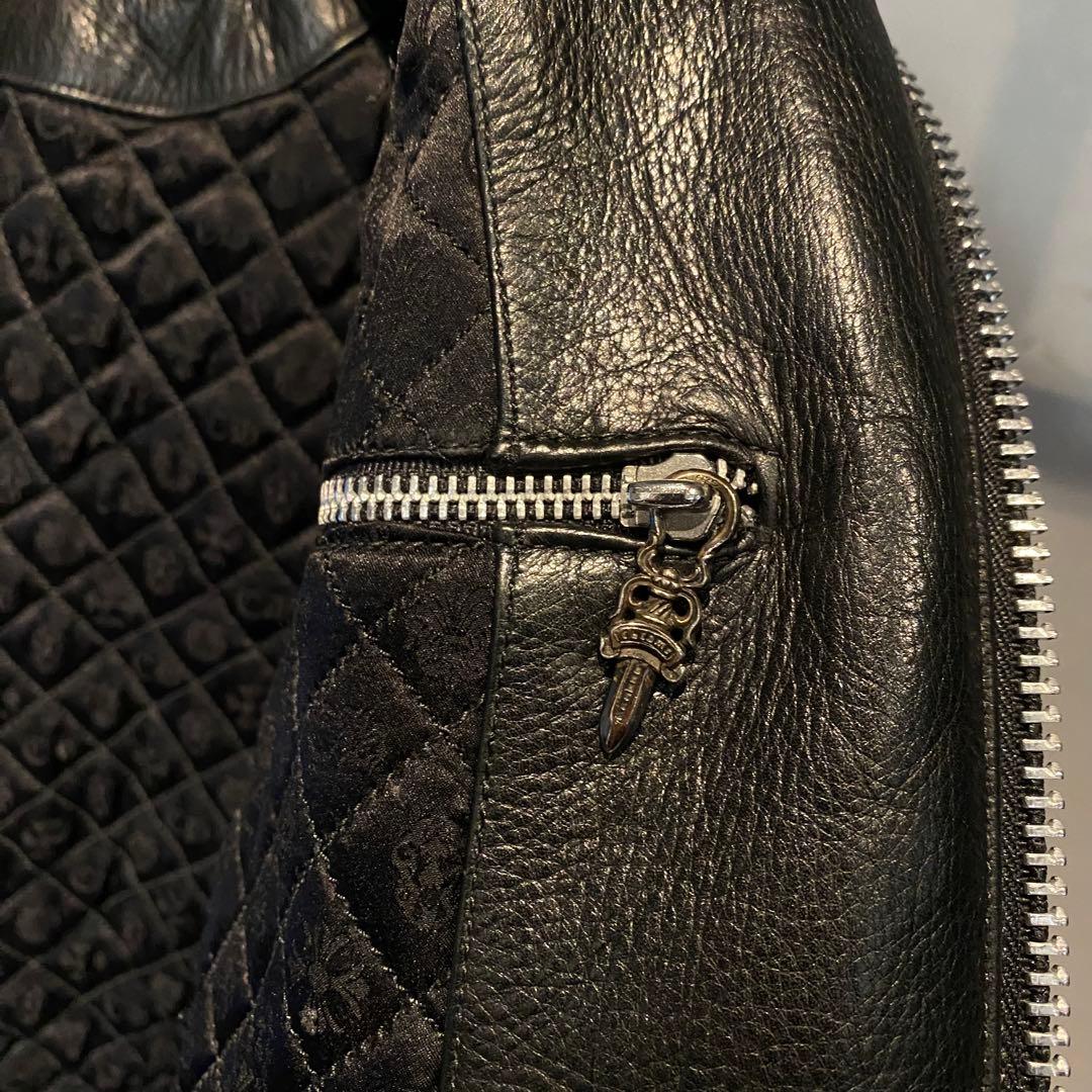 極美品 クロムハーツ ニューレーサー シングルライダースジャケット カシミヤ M