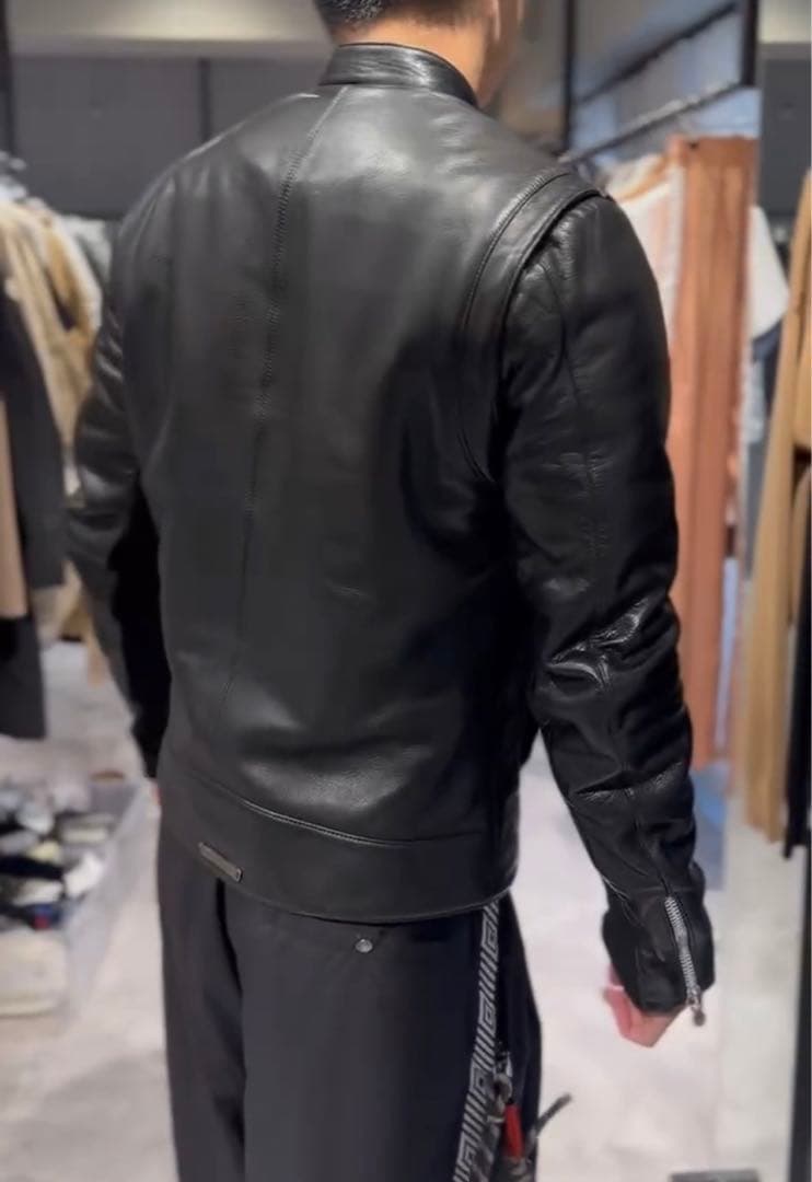 極美品 クロムハーツ ニューレーサー シングルライダースジャケット カシミヤ M