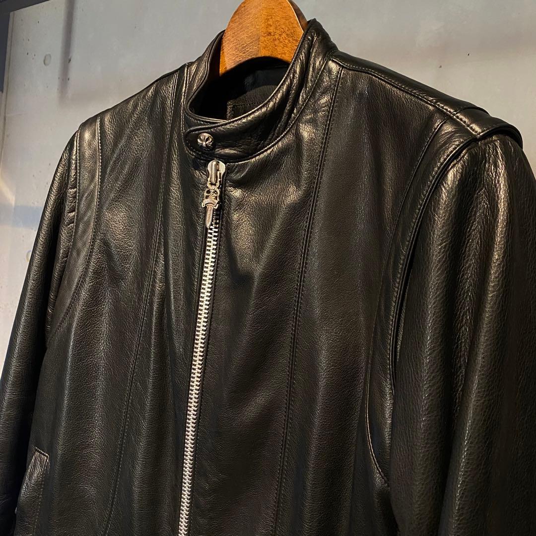 極美品 クロムハーツ ニューレーサー シングルライダースジャケット カシミヤ M
