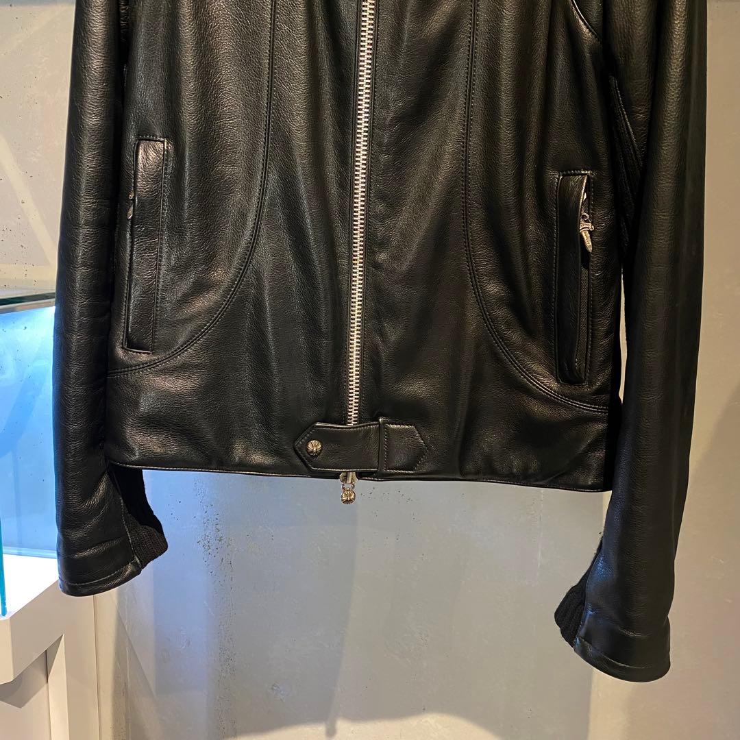 極美品 クロムハーツ ニューレーサー シングルライダースジャケット カシミヤ M