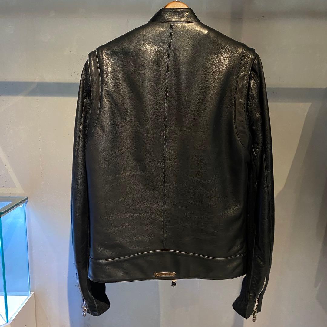 極美品 クロムハーツ ニューレーサー シングルライダースジャケット カシミヤ M