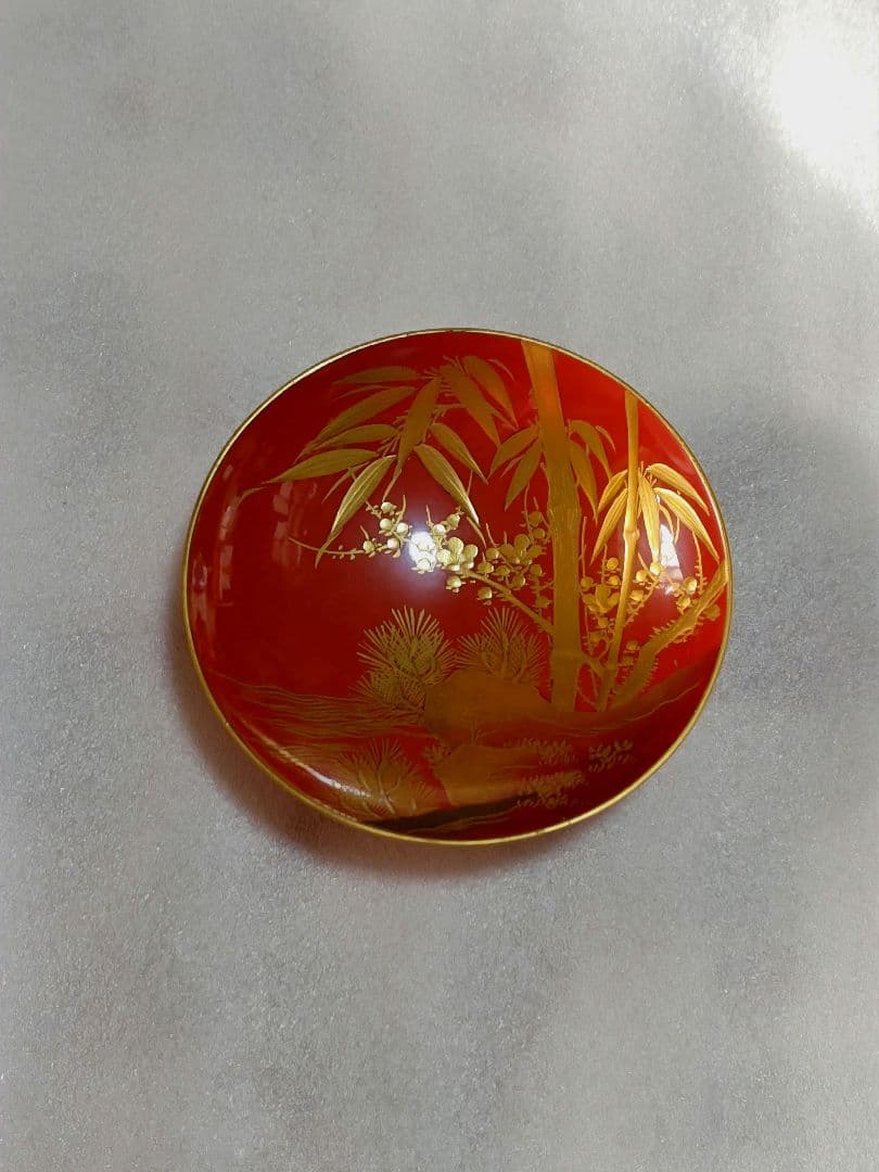 蒔絵付　三宝　三つ組み盃セット　花月堂　木箱入り　漆塗り