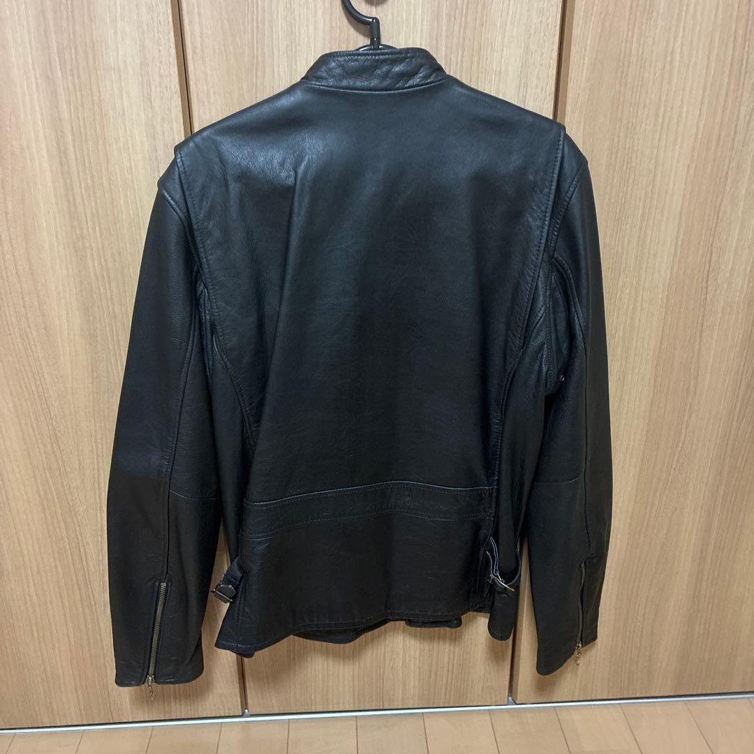 AVIREX ブラックレザーシングルライダースジャケット 42