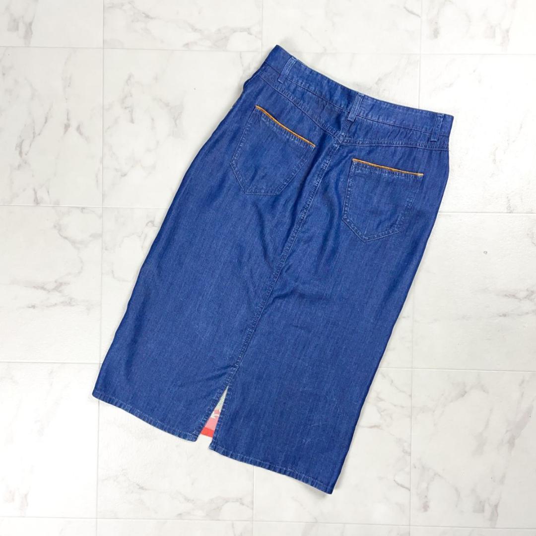 美品 ETRO プリントツイルパネルシャンブレースカート サイズ42*CD324