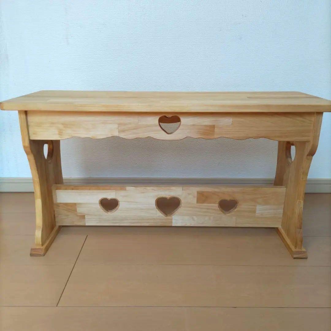 カントリー家具　ハート　ベンチ　　チェア　長椅子　木製　ハンドメイド