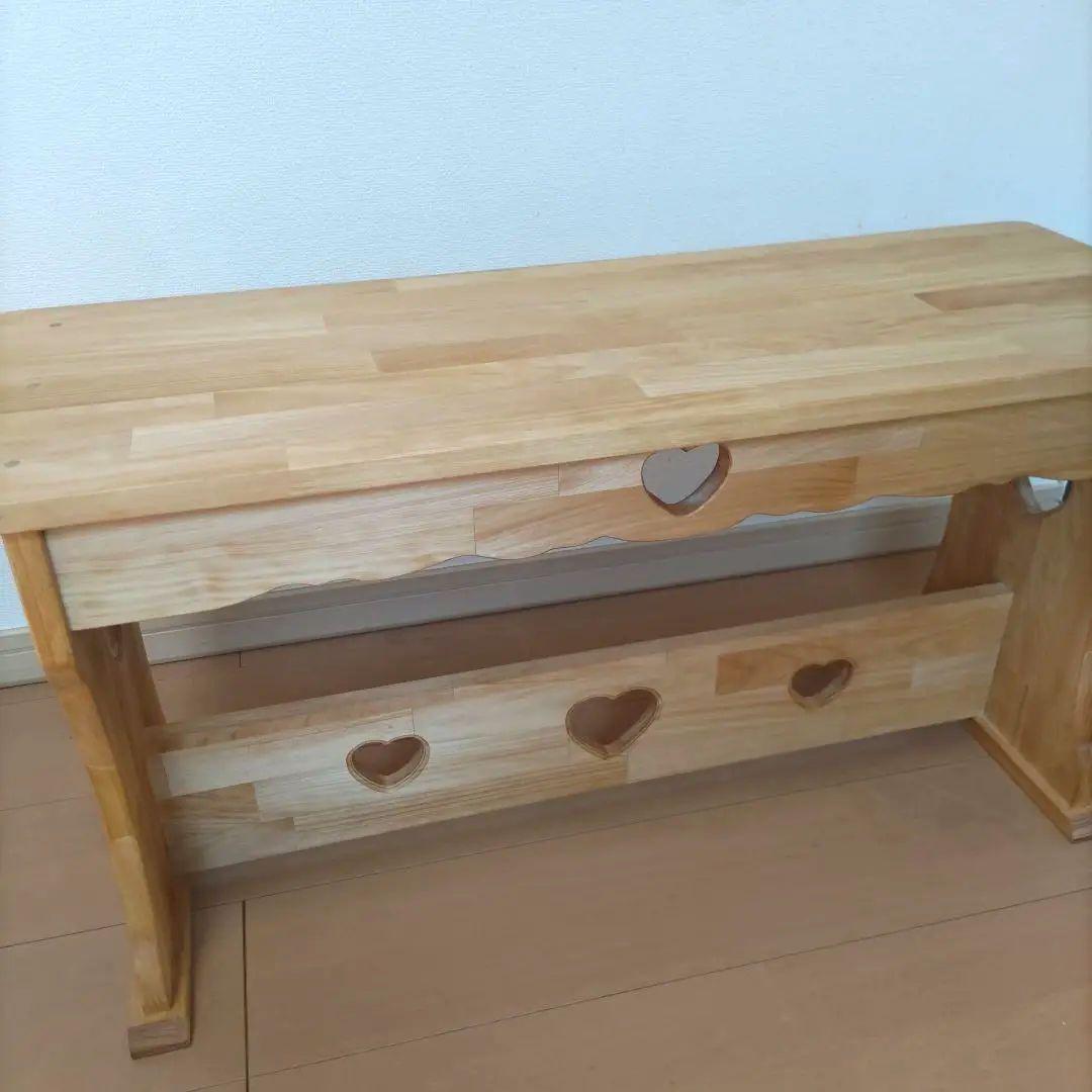 カントリー家具　ハート　ベンチ　　チェア　長椅子　木製　ハンドメイド