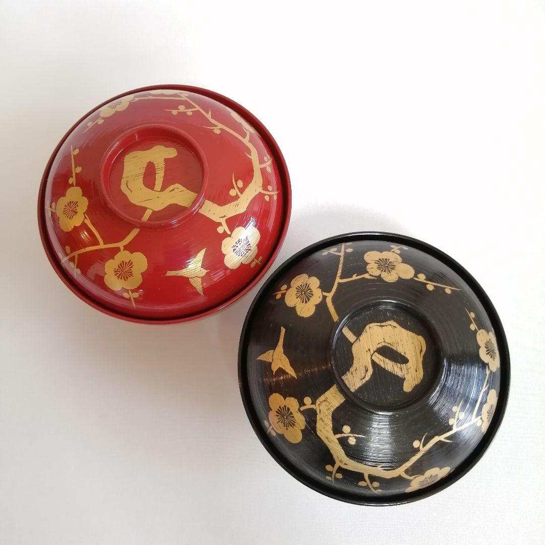 山田平安堂 呉藤友乗 木製漆器 鴬宿梅 汁椀 雑煮椀 夫婦椀