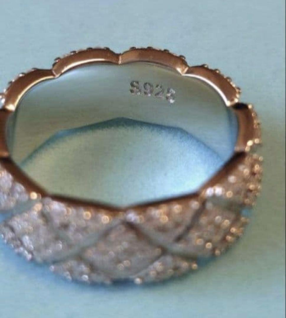 2506 最高級 モアサナイト フルエタニティ リング キルティング シルバー