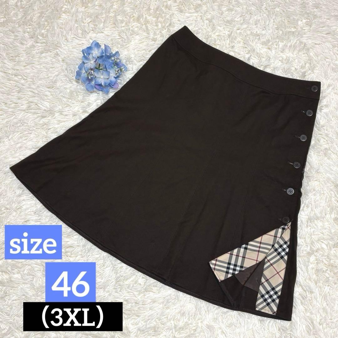 【大きいサイズ】バーバリーロンドン⭐️膝丈スカート⭐️ウール⭐️ノバチェック⭐️46