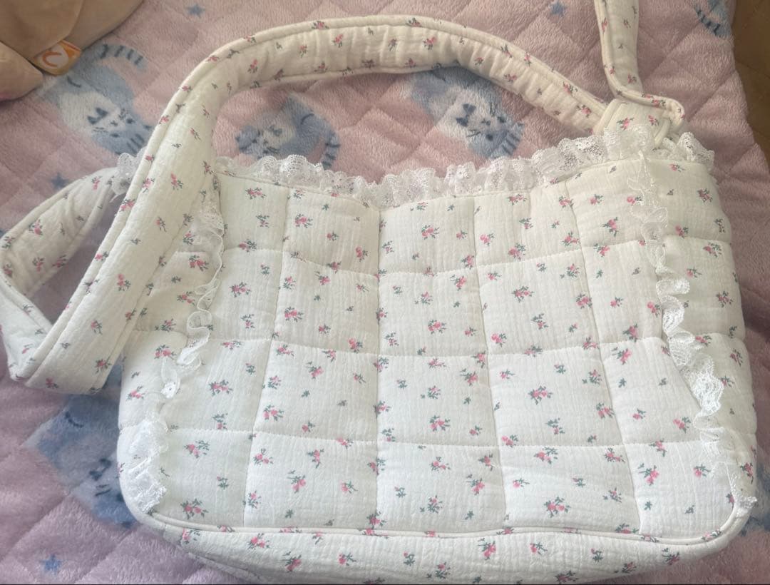 merry jenny　お花のガーゼキルトショルダーバッグ　ピンク