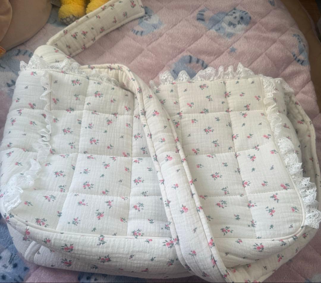 merry jenny　お花のガーゼキルトショルダーバッグ　ピンク