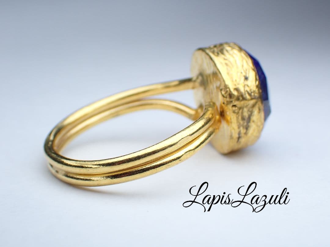 最新作★「星降るラピスラズリ」パイライト入り☆の世界でひとつの天然石リング