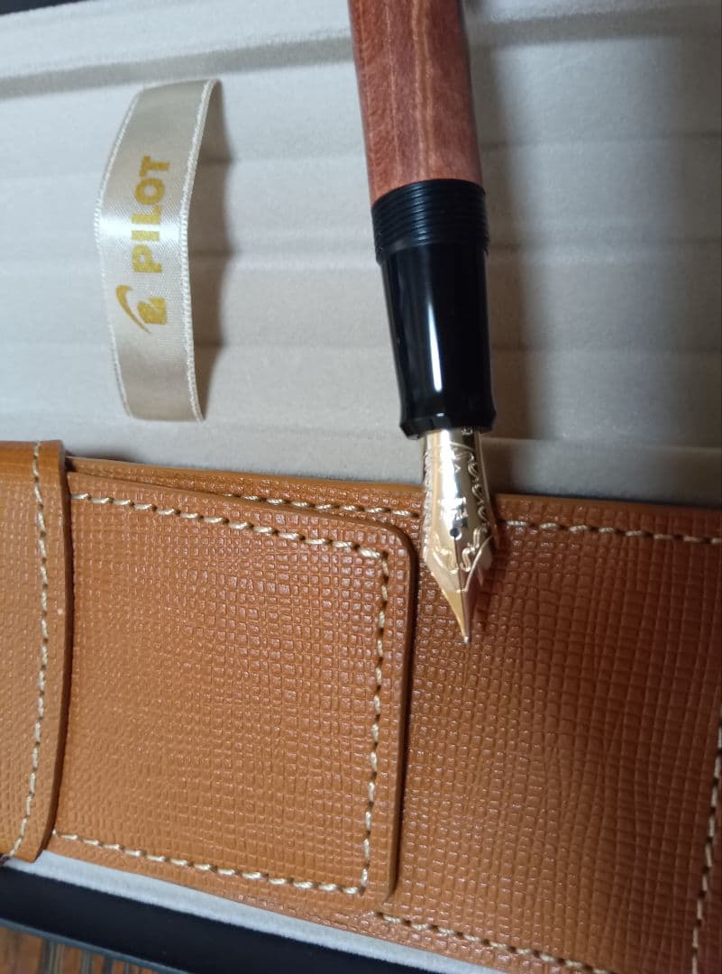 PILOT 木目調 万年筆 Bペン先 ケース付