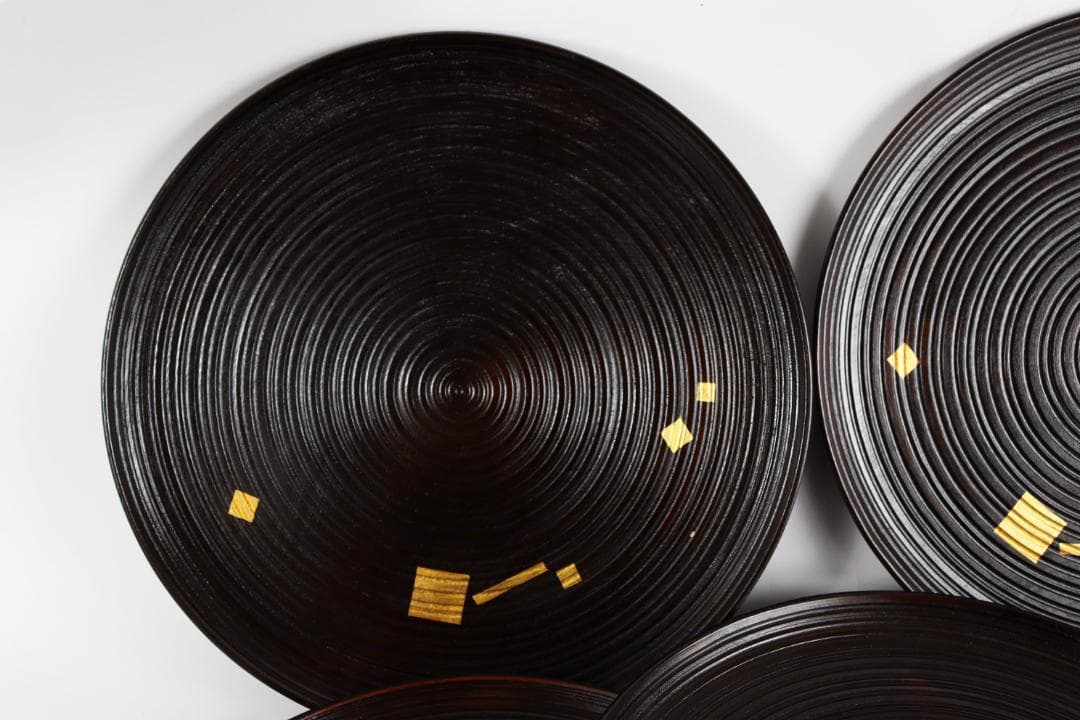 平安堂 　高級漆器 切箔散し　会席膳 五客　茶道具　盆