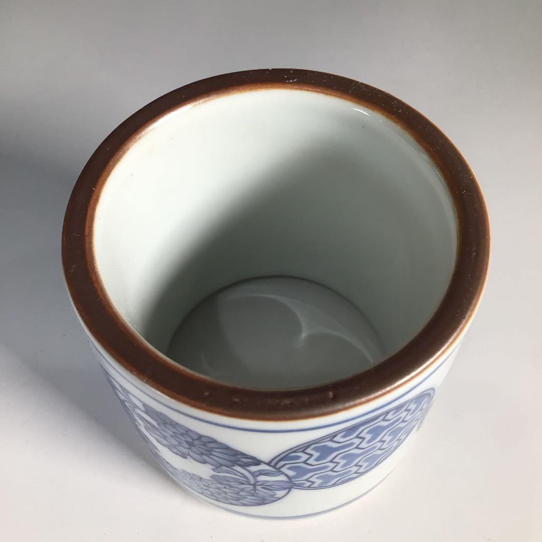 Ｎ１３１　皆具　『千古窯造』『染付花丸文』『水指　建水　蓋置　杓立』　共箱