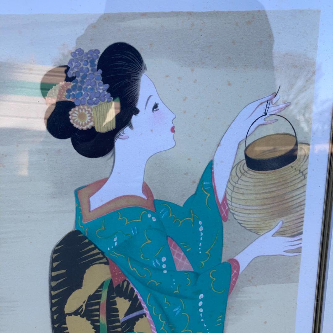 竹久夢二 リトグラフ 『星祭』115/300 額サイズ約57×98cm