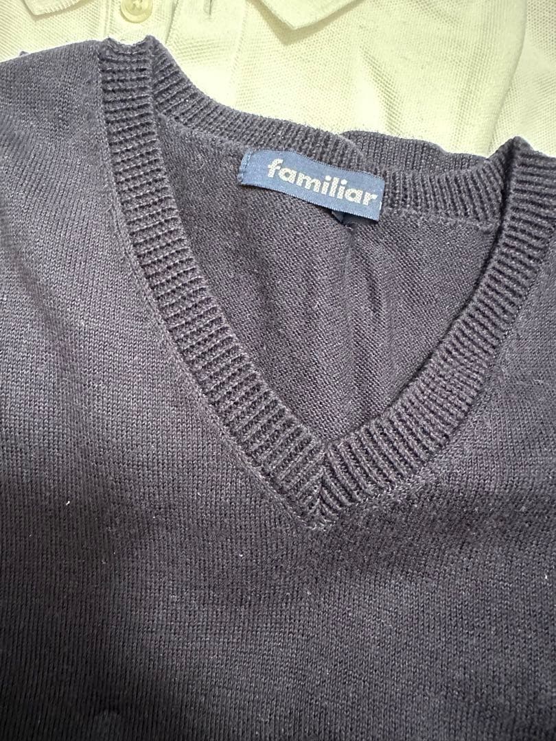 お受験7点セットfamiliar カーディガンとショートパンツセット 黒・白・紺