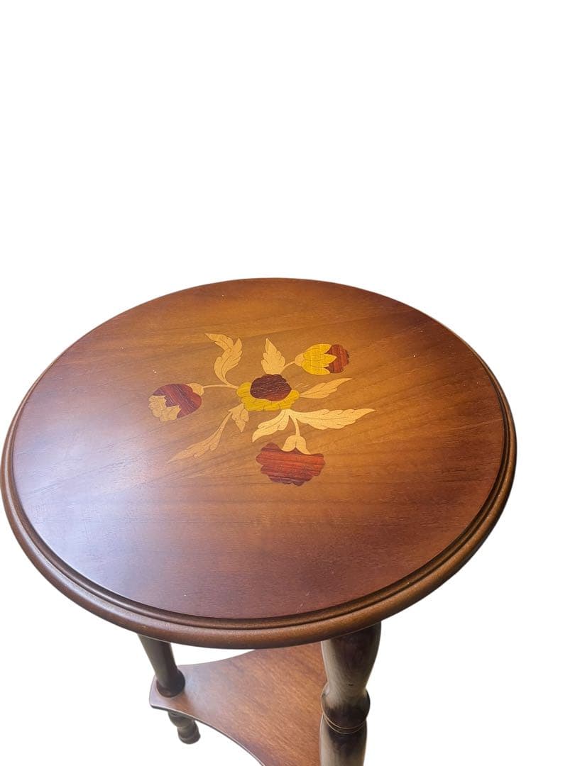 アンティーク調 象嵌 サイドテーブル 花台 コンソール 飾り台 イタリア