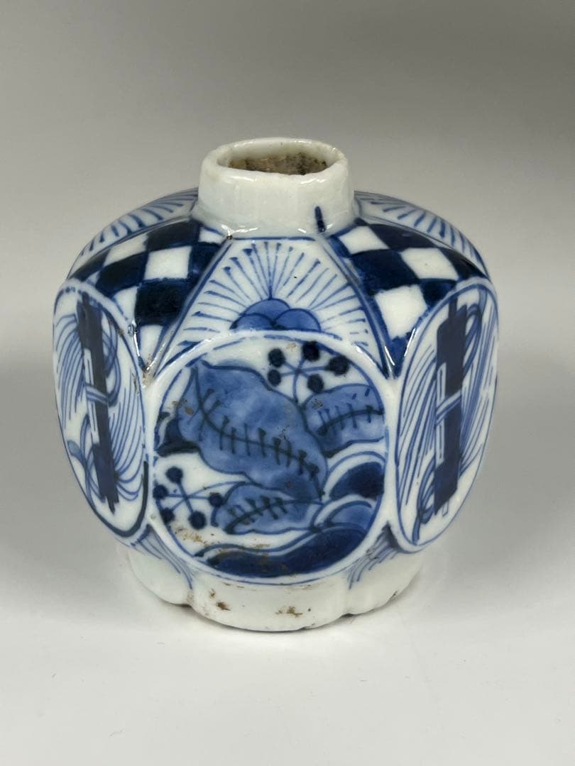 中国古美術　清朝　染付六角壺