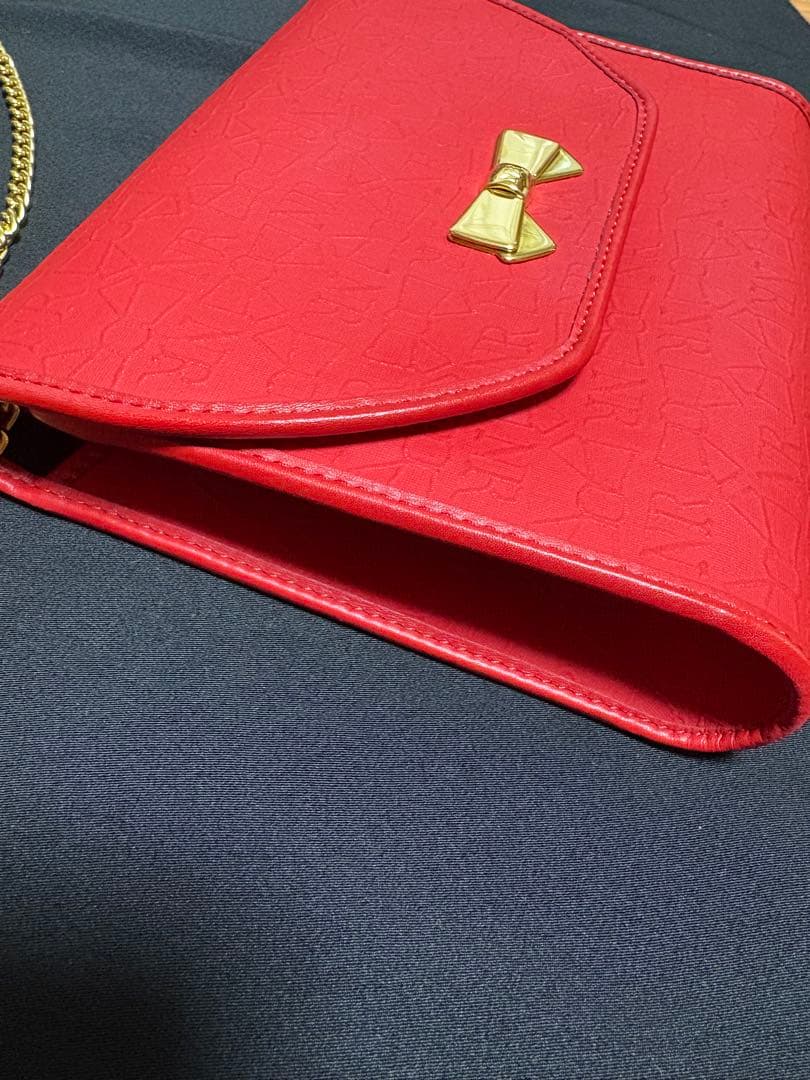 NINA RICCI ニナリッチ　ショルダーバッグ 赤　リボン総柄　ヴィンテージ