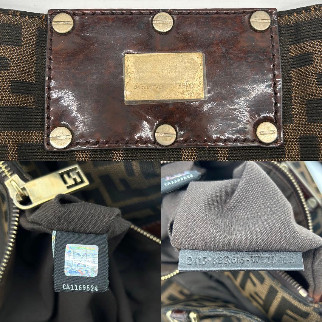 【美品】フェンディ ミア チェーンショルダーバッグ ズッカ キャンバス 肩掛け