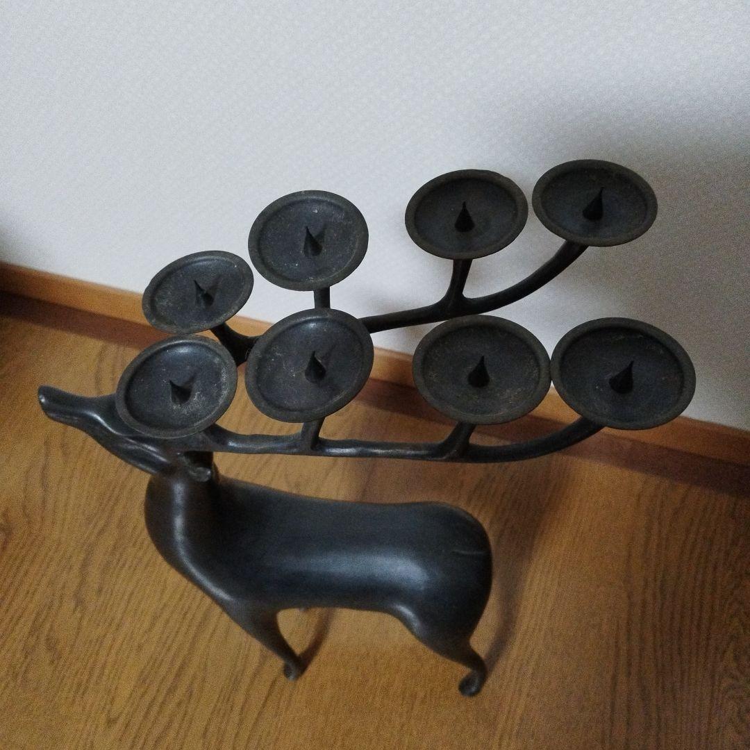 アンティーク　鹿の形状の金属製キャンドルスタンド