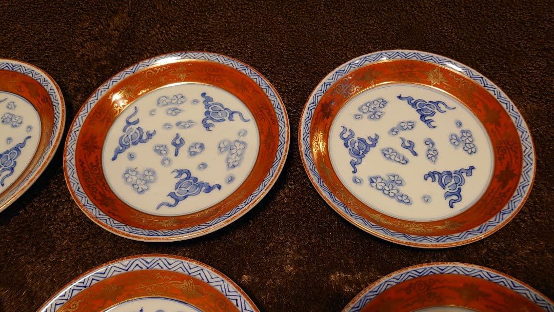 古九谷　九谷焼　赤絵　永楽　菓子皿　茶道具　６客