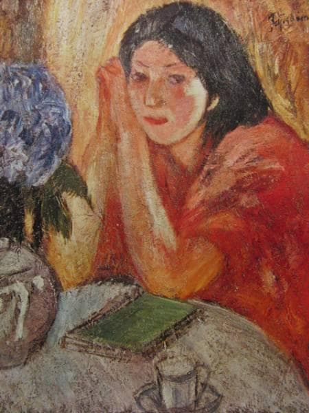 藤島武二、「紫陽花」、希少な画集の額装画、オーダーマット付・日本製新品額入り